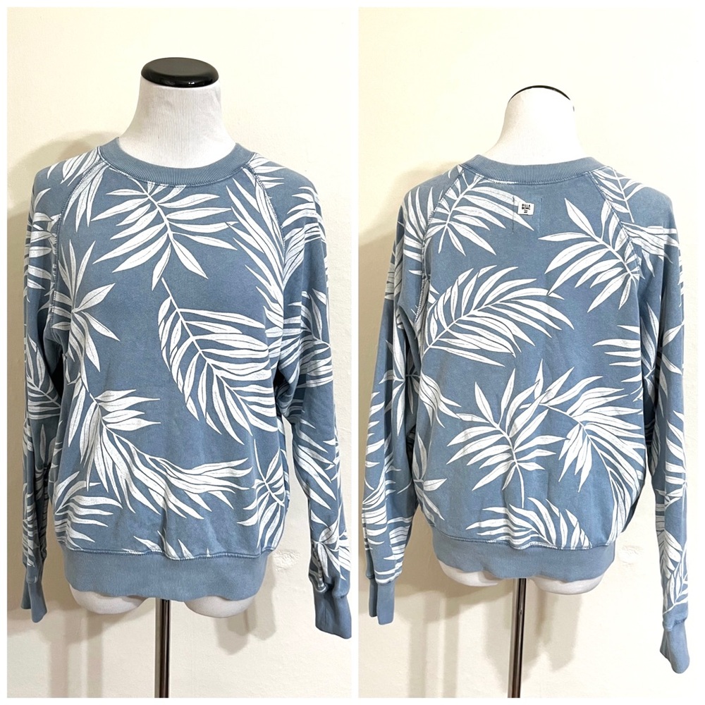 Billabong Wild Palms Womens Crew Sweatshirt light blue size medium - Picture 3 of 4